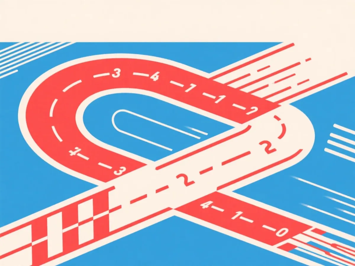 Illustration of numbered race lanes and timing flow